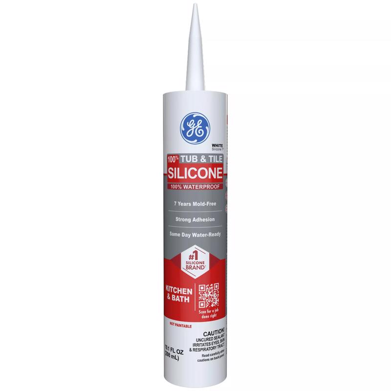 GE Tub & Tile White Silicone 1 Tub and Tile Caulk Sealant 10.1 oz