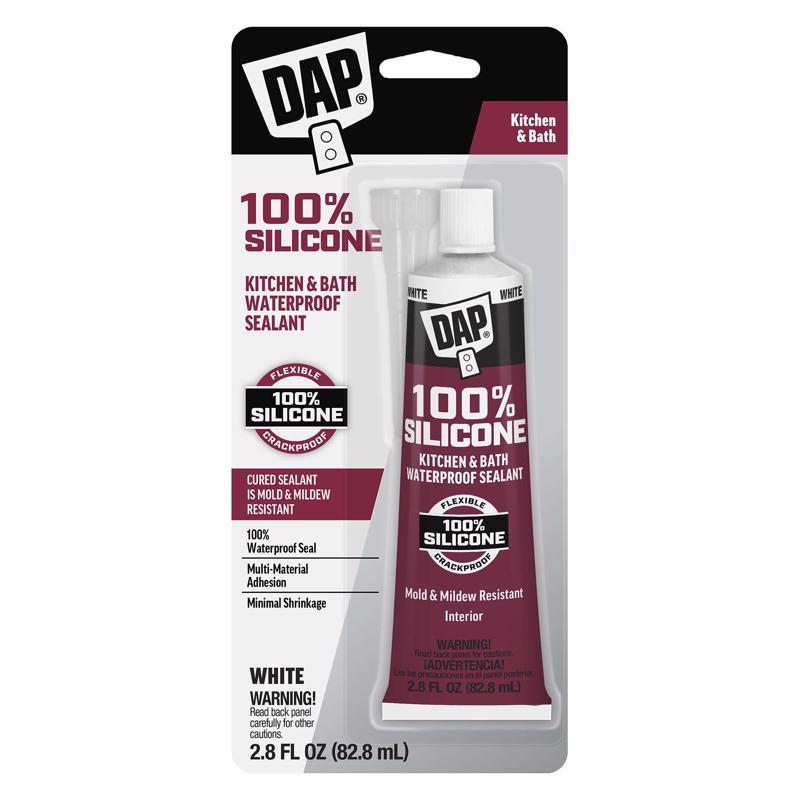 DAP White Silicone Rubber Kitchen and Bath Waterproof Sealant 2.8 fl. oz.