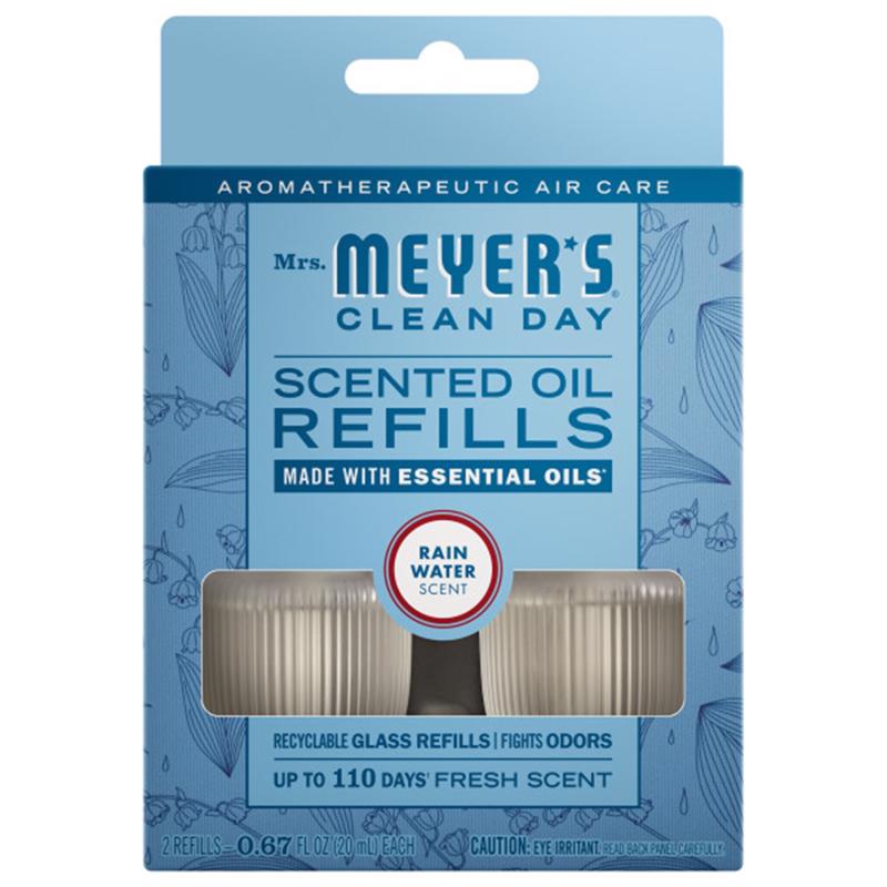 Mrs. Meyer's Clean Day Rain Water Scent Air Freshener Oil Refill 0.67 oz Liquid 2 pk