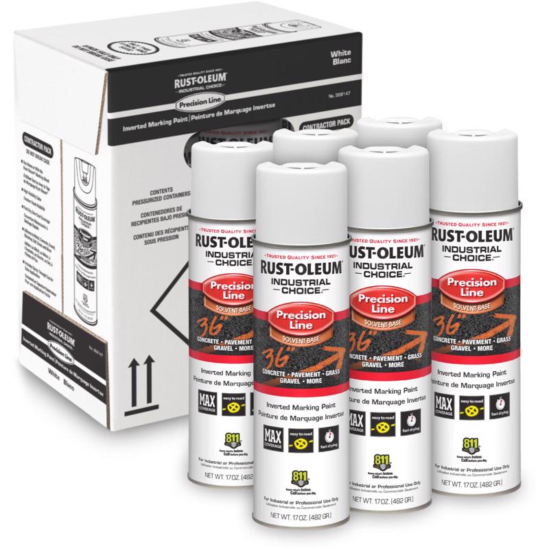 Rust-Oleum Industrial Choice - Contractor Pack (6 pk) White Inverted Marking Paint 17 oz