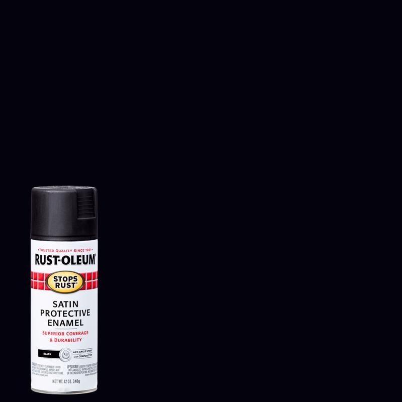 Rust-Oleum Stops Rust Satin Black Spray Paint 12 oz