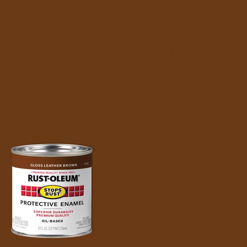 Rust-Oleum Stops Rust Indoor and Outdoor Gloss Leather Brown Oil-Based Protective Paint 0.5 pt