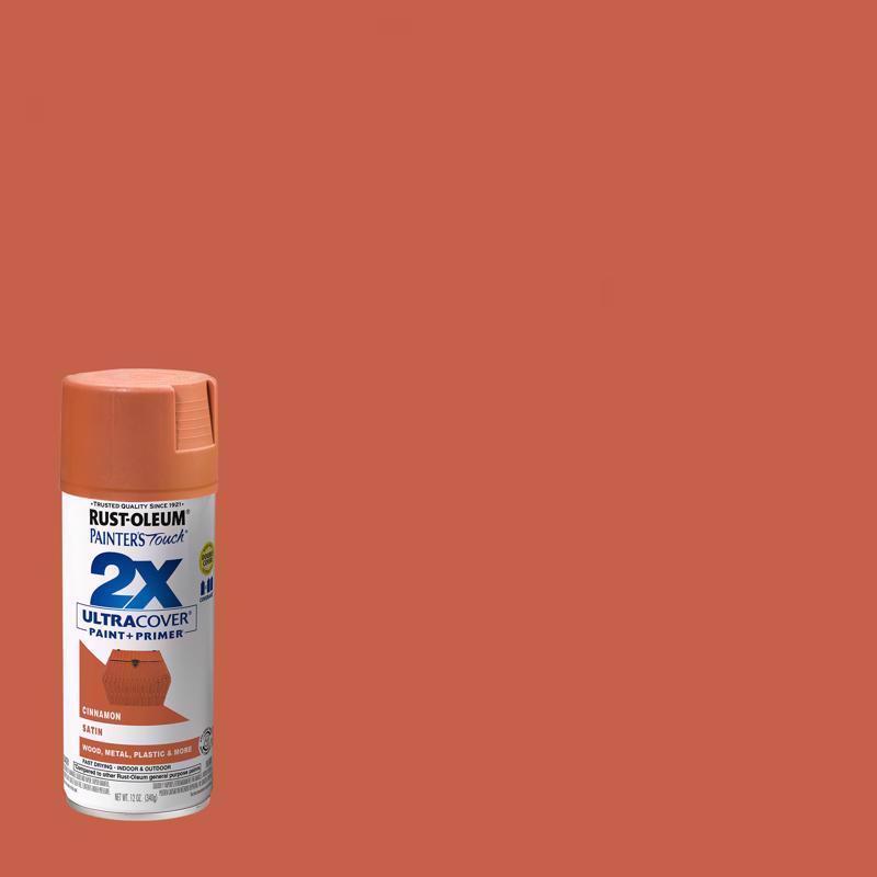 Rust-Oleum Painter's Touch 2X Ultra Cover Satin Cinnamon Paint+Primer Spray Paint 12 oz