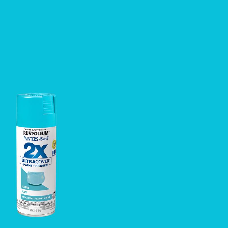 Rust-Oleum Painter's Touch 2X Ultra Cover Gloss Seaside Paint+Primer Spray Paint 12 oz