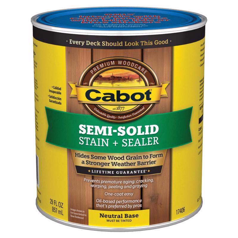 Cabot Semi-Solid Low VOC Semi-Solid Tintable Neutral Base Oil-Based Alkyd Deck and Siding Stain 1 qt