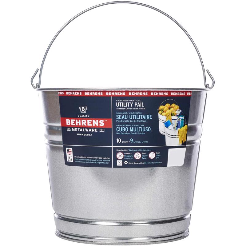 Behrens 10 qt Galvanized Pail Silver