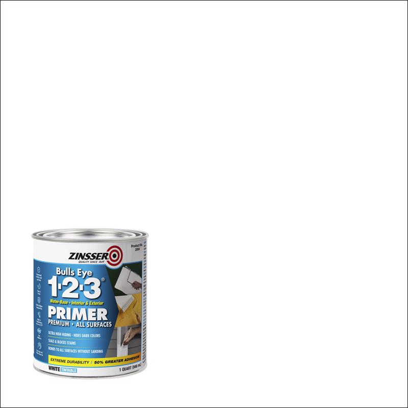 Zinsser Bulls-Eye 1-2-3 White Water-Based Styrenated Acrylic Primer and Sealer 1 qt