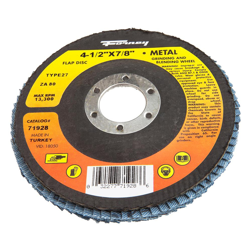 Forney 4-1/2 in. D X 7/8 in. Zirconia Flap Disc 80 Grit 1 pc