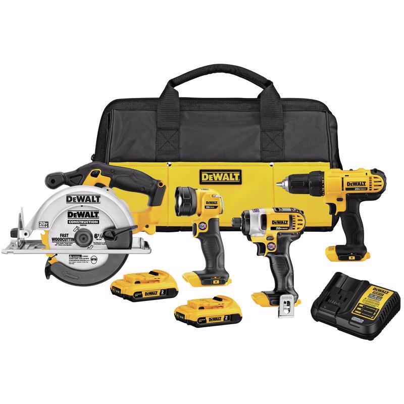 DeWalt 20V MAX Cordless Brushed 4 Tool Combo Kit