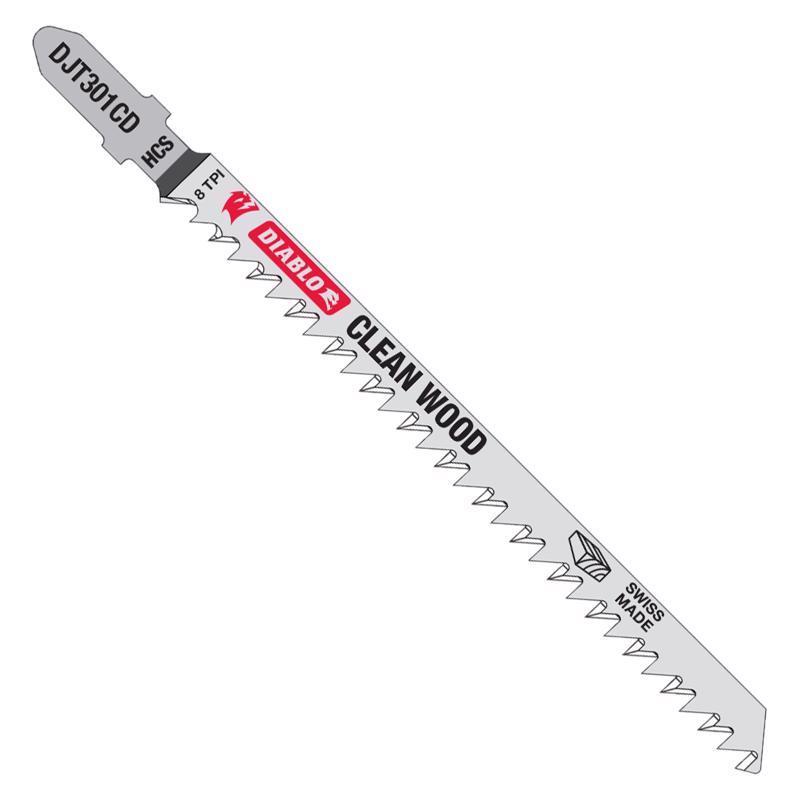 Diablo 4-5/8 in. High Carbon Steel T-Shank Cleamn Wood Jig Saw Blade 8 TPI 5 pk