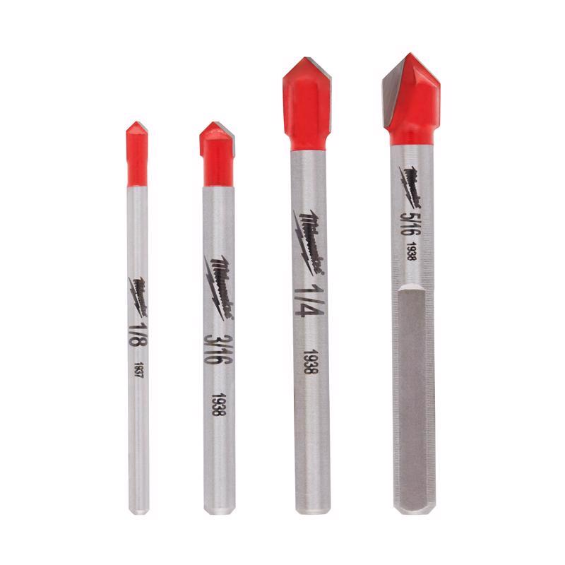 Milwaukee Assorted in. X 5.25 in. L Carbide Tipped Glass and Tile Bit Set 3-Flat Shank 4 pk