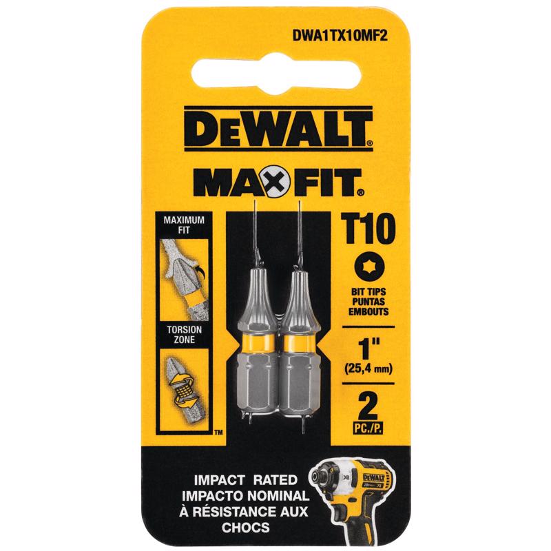 DeWalt Max Fit Torx 10 X 1 in. L Screwdriver Bit Set Steel 2 pk Riley Building Supplies Fulton