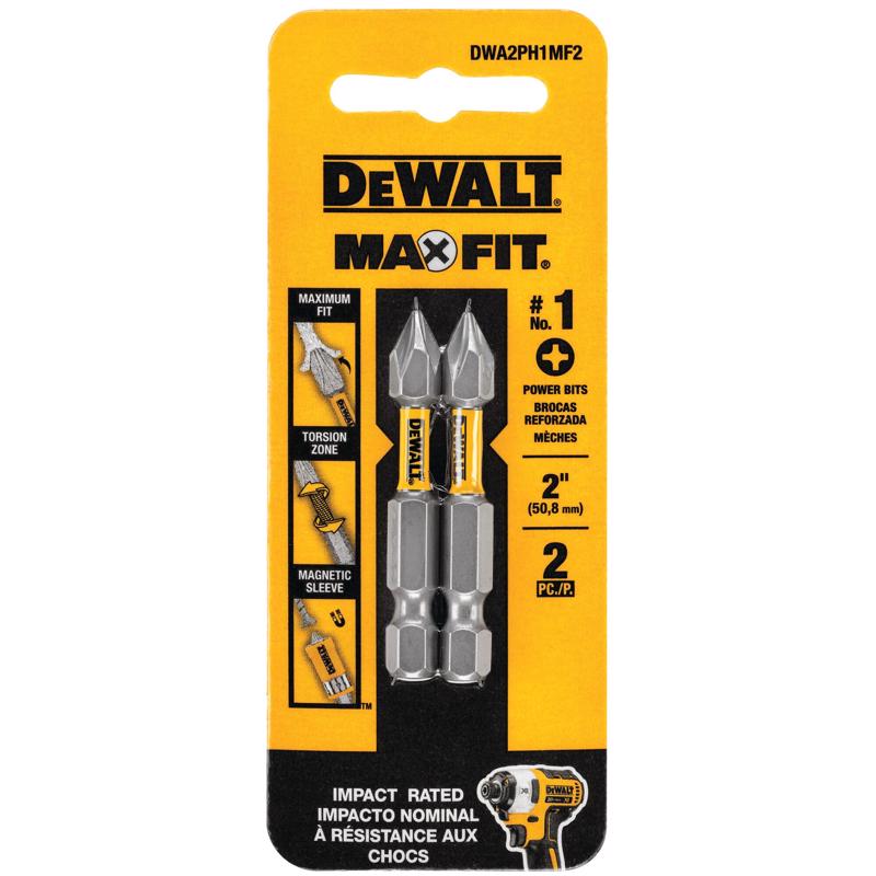 DeWalt Max Fit Phillips #1 X 2 in. L Screwdriver Bit Set Steel 2