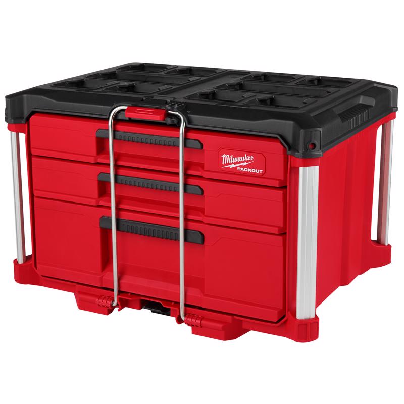 Milwaukee PACKOUT 22 in. Modular 3-Drawer Multi Drawer Tool Box Black/Red