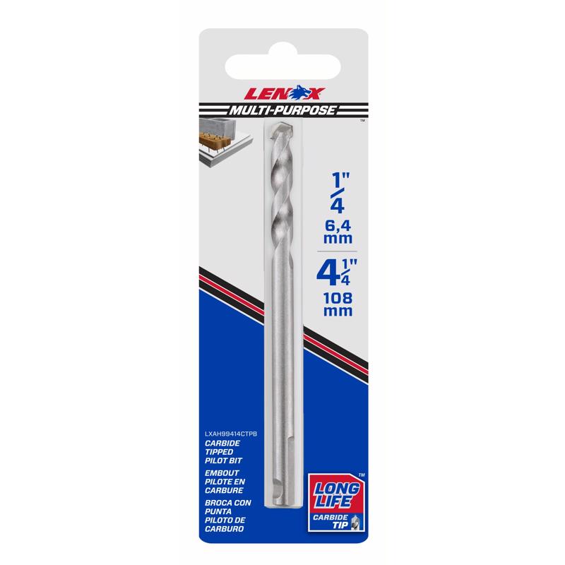 Hole Saw Pilot Drill Bit, Quick Change, High Speed Steel, 4-1/4 x 3/8 In.
