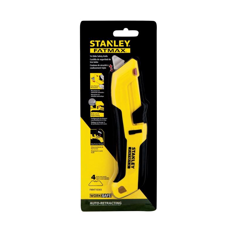 Stanley Fatmax 1 Inch Sliding Safety Knife Black/yellow With 4 Blades