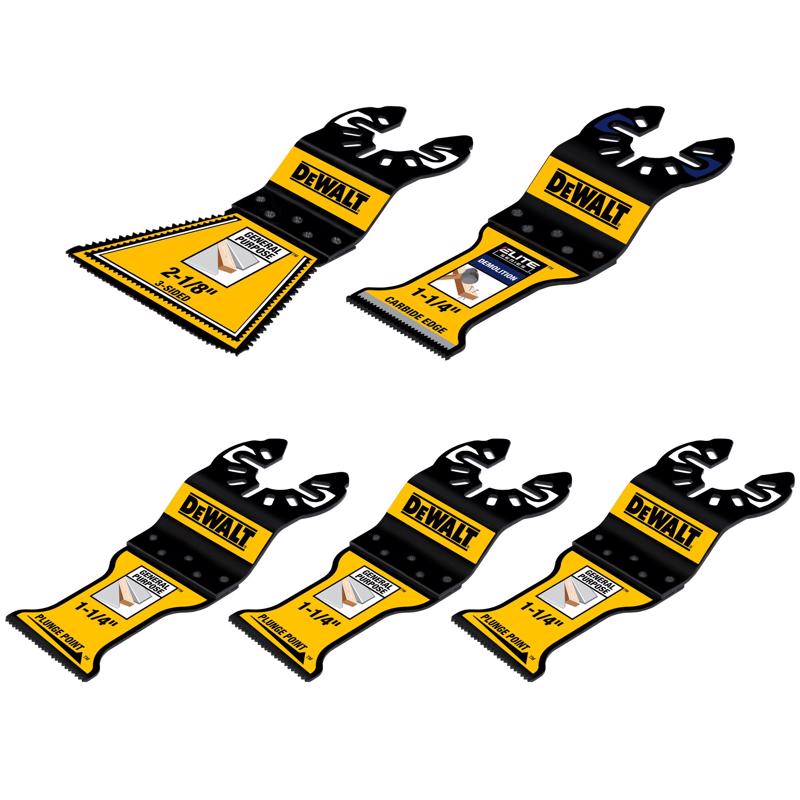 DeWalt Bi-Metal/Carbide Tipped General Purpose 3-Sided Oscillating Blade Set 5 pc