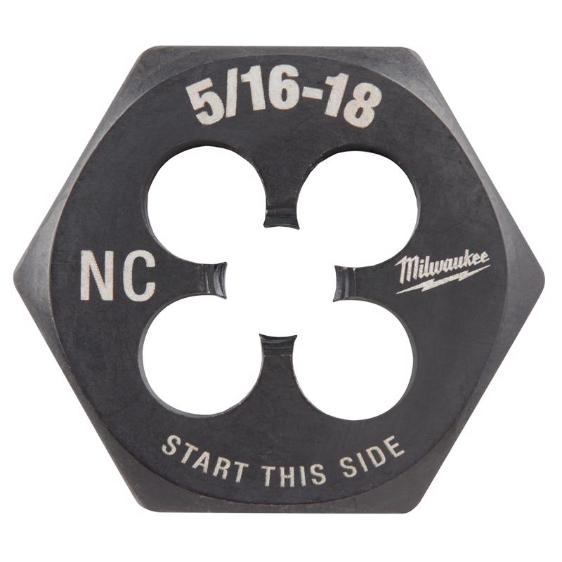Milwaukee High Carbon Steel SAE Hexagon Die 5/16-18 NC in. 1 pc