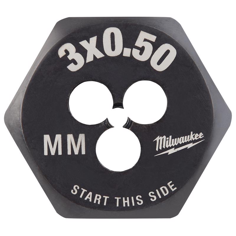 Milwaukee High Carbon Steel Metric Hexagon Die M3-0.5 mm 1 pc