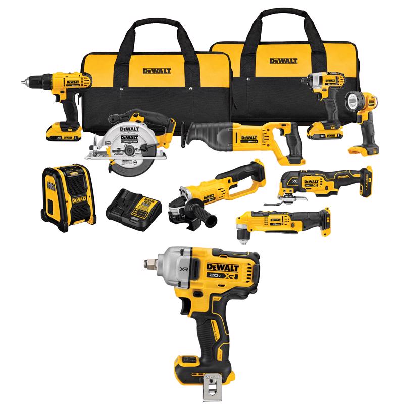 DeWalt 9-Tool Combo Kit With Impact Wrench Bundle