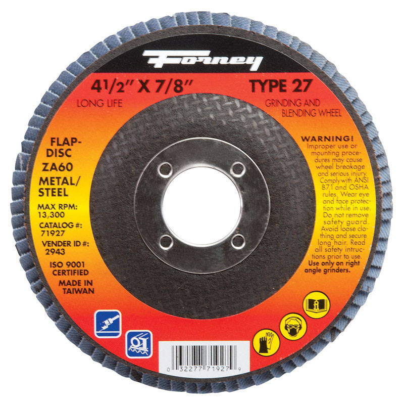 Forney 4-1/2 in. D Zirconia Aluminum Oxide Flap Disc 60 Grit 1 pc