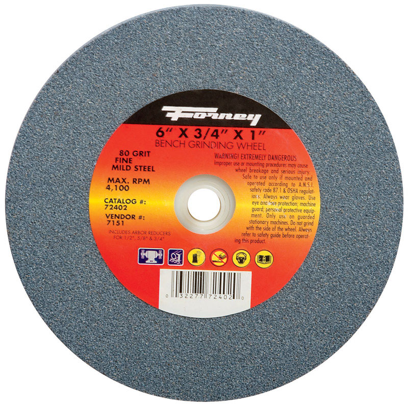 Forney 6 in. D X 1 in. in. X 3/4 in. thick Bench Grinding Wheel 1 pc
