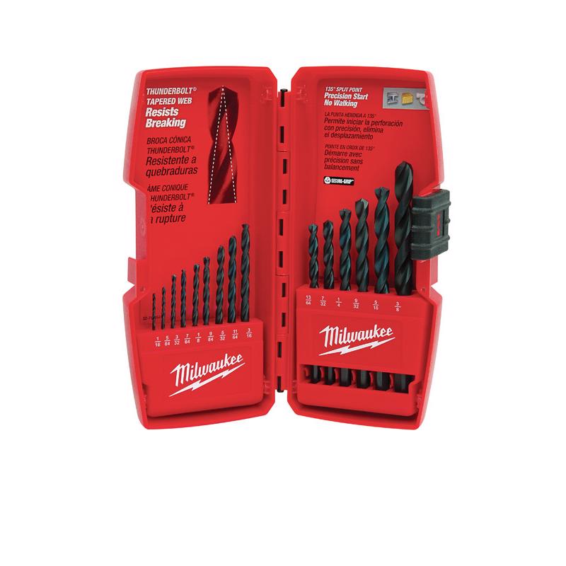 Milwaukee Thunderbolt Assorted Black Oxide Drill Bit Set 3-Flat Shank 15 pc