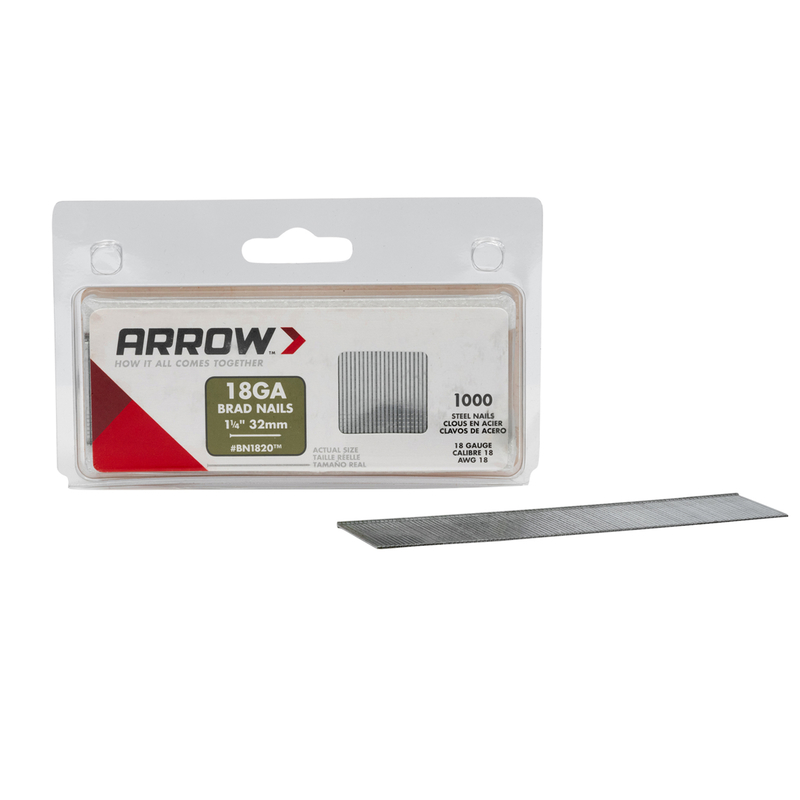 Arrow Fastener BN1820 18 Ga. x 1-1/4 in. L Galvanized Steel Brad Nails 1000 pk 0.65 lb. Arrow Fastener BN1820 18 Ga. x 1-1/4 in. L Galvanized Steel Brad Nails 1000 pk 0.65 lb.
