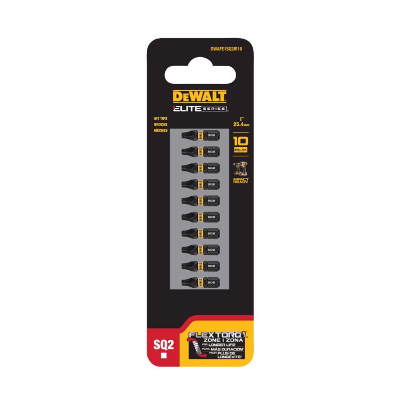 DEWALT ELITE SERIES Square #2 X 1 in. L Screwdriver Bit 10 pc