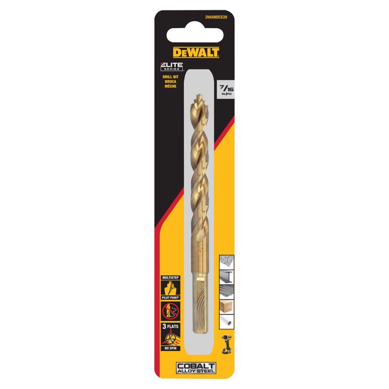 DeWalt ELITE SERIES 7/16 in. X 5 1/2 in. L Cobalt Steel Pilot Point Drill Bit Round Shank 1 pc