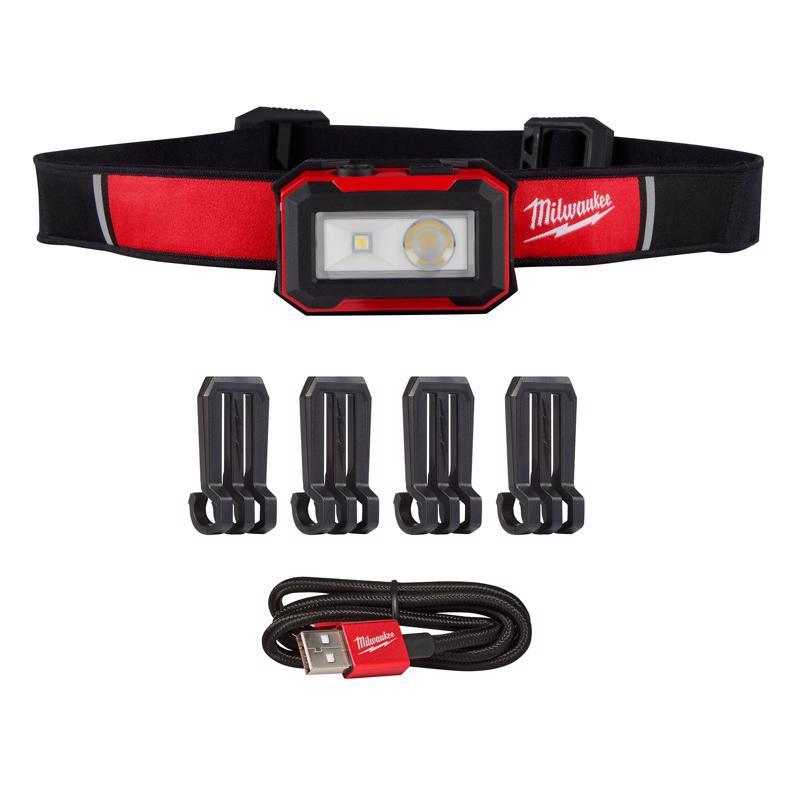Milwaukee 450 lm Black/Red LED Rechargeable Tactical Head Lamp