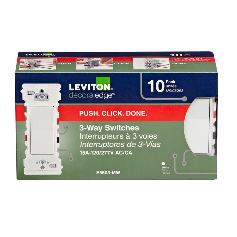 酷牌库|商品详情-LEVITON进口代理批发 Leviton Decora Edge 15 安培 3 向摇杆开关白色 10 个一包