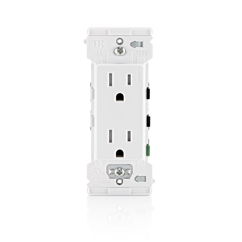 LEVITON进口代理批发 Leviton Decora Edge 15 安培 125 V 白色防篡改插座 5-15 R 1 包