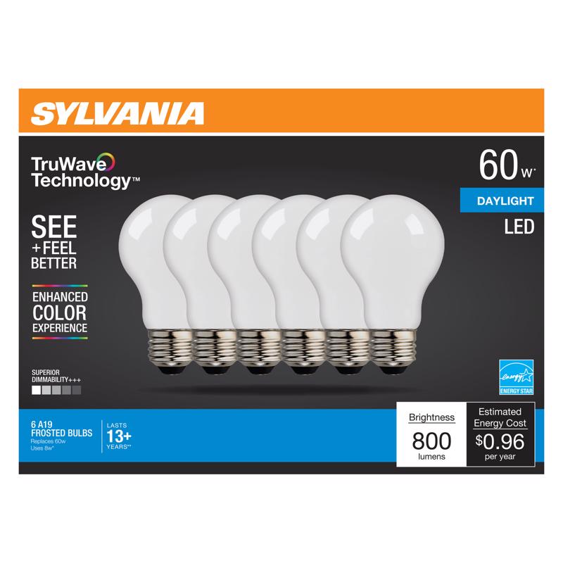 SYLVANIA进口代理批发 Sylvania Truwave A19 E26（中）LED 灯泡日光 60 瓦等效 6 个装