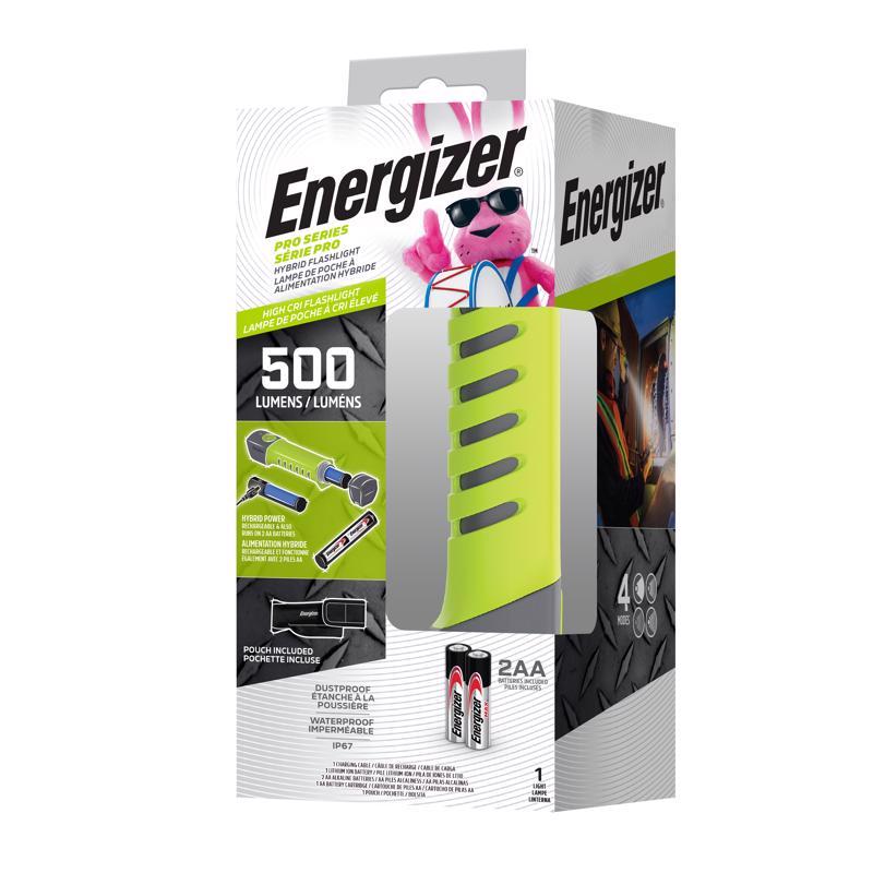 ENERGIZER进口代理批发 Energizer Pro 系列 500 流明灰/绿 LED 手电筒 AA 电池