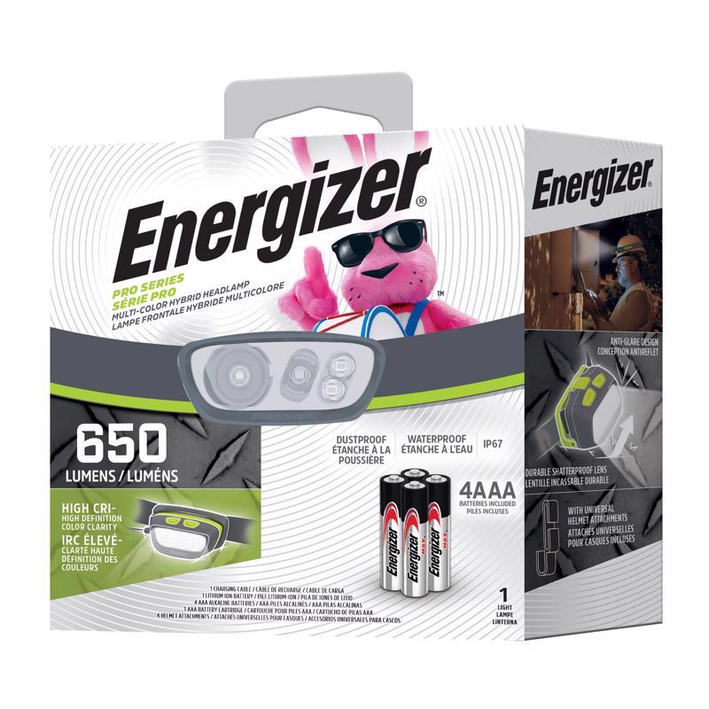 ENERGIZER进口代理批发 Energizer Pro 系列 650 流明灰/绿 LED 头灯 AAA 电池