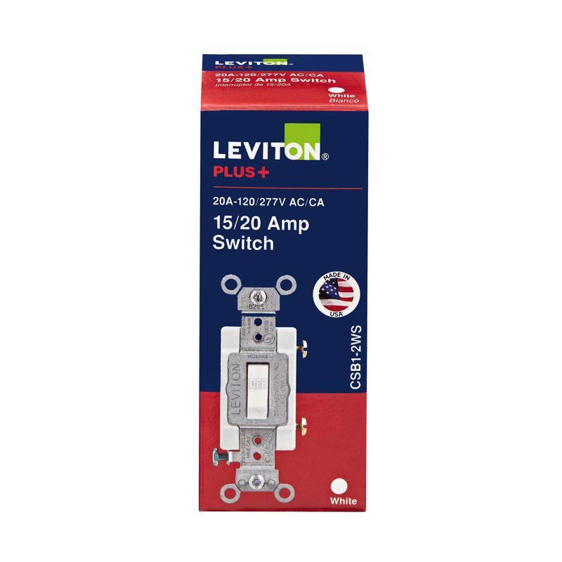 LEVITON进口代理批发 Leviton 20 安培单极拨动交流静音开关白色 1 个装