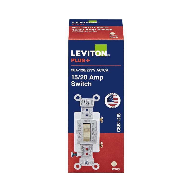 LEVITON进口代理批发 Leviton 20 安培单极拨动交流静音开关 象牙色 1 个装