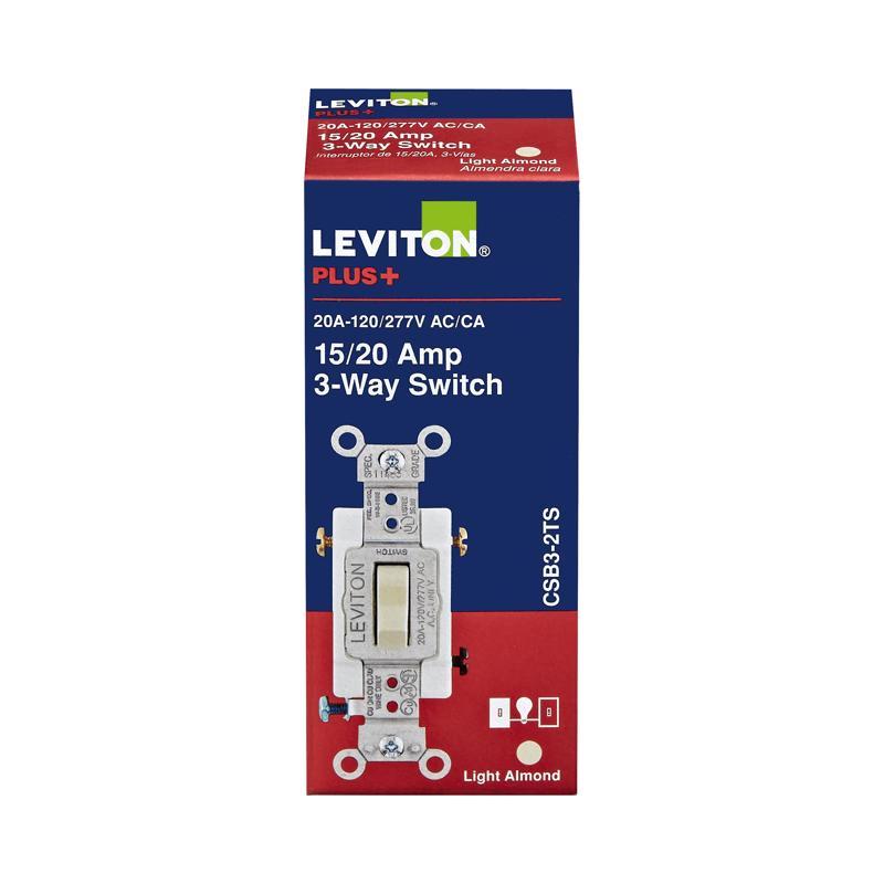 LEVITON进口代理批发 Leviton 20 安培 3 路切换交流静音开关灯杏仁 1 个装