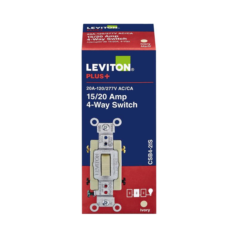 LEVITON进口代理批发 Leviton 20 安培 4 路拨动交流静音开关 象牙色 1 个装