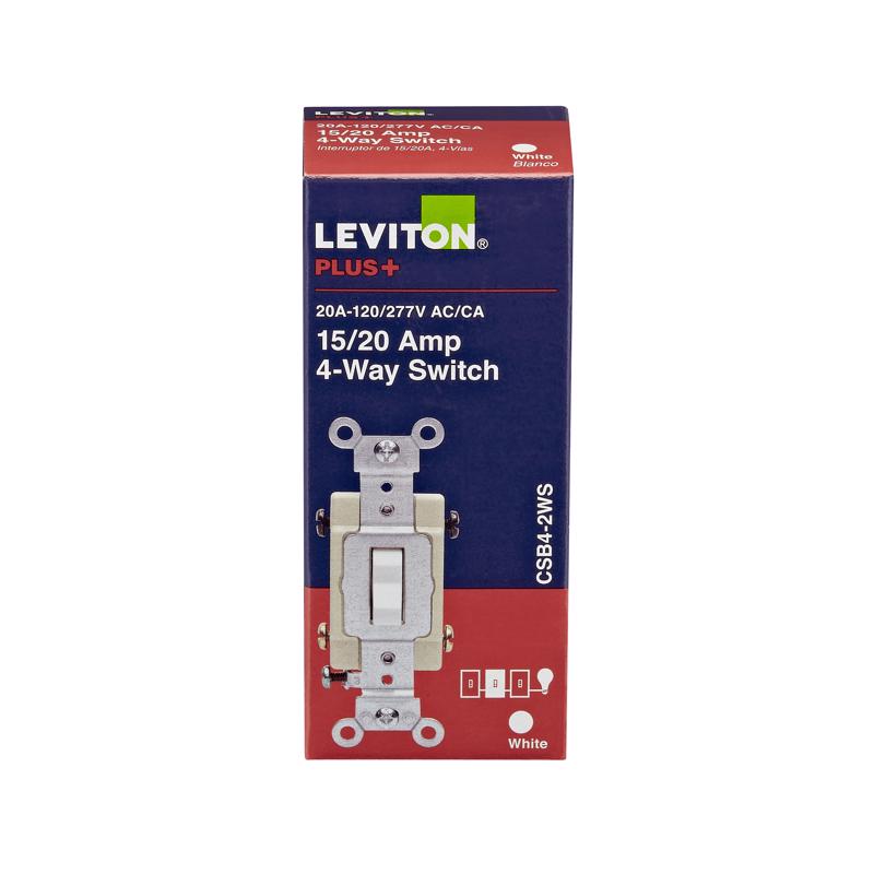 LEVITON进口代理批发 Leviton 20 安培 4 路切换交流静音开关 白色 1 个装