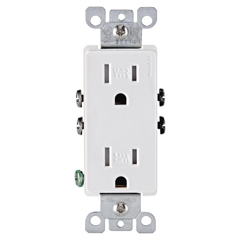 LEVITON进口代理批发 Leviton 15 安培 125 V 双工白色耐候插座 5-15 R 1 包