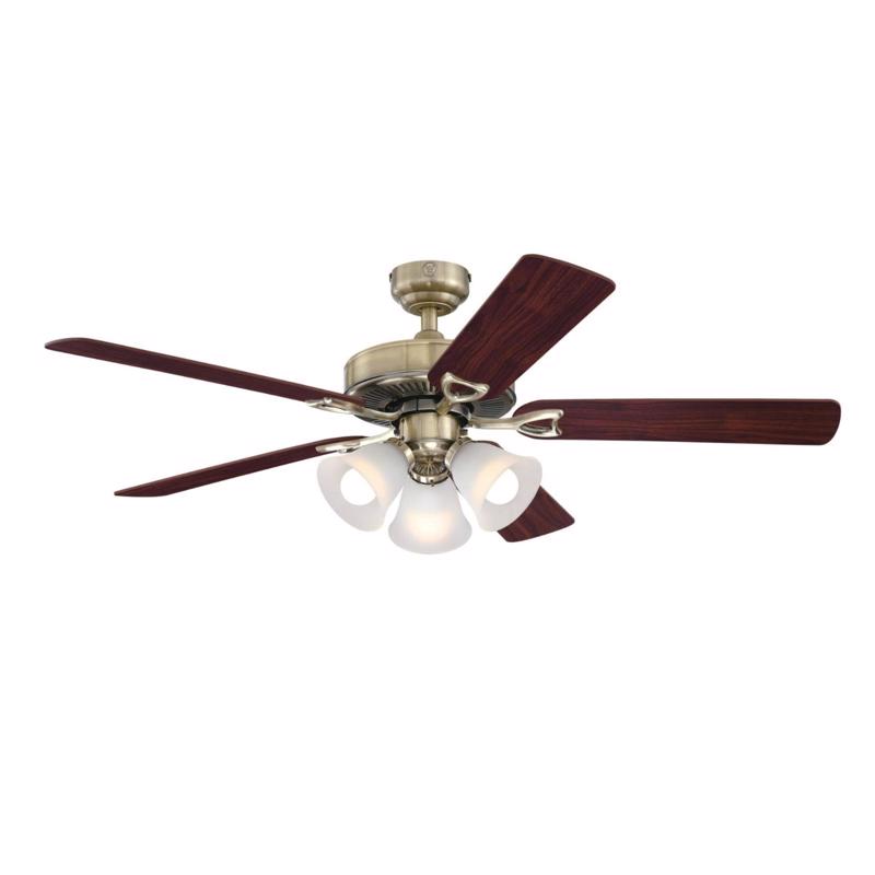 Westinghouse 52 Inch Antique Brass Brown Led Indoor Ceiling Fan With 5 Blades