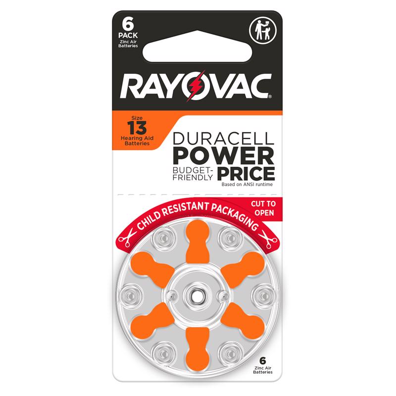 RAYOVAC进口代理批发 Rayovac 锌空气 13 1.45 V 助听器电池 6 包