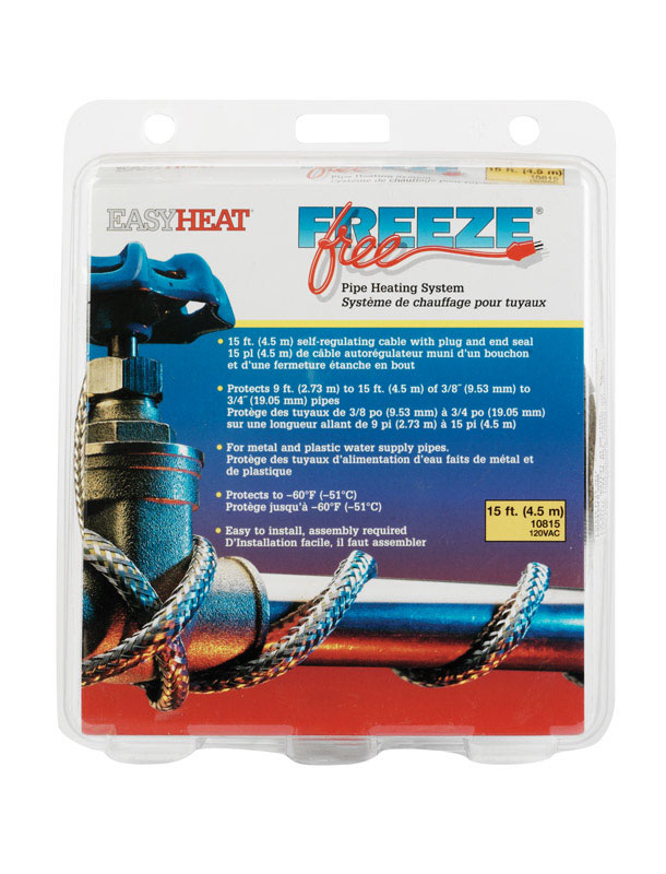 EASY HEAT进口代理批发 Easy Heat Freeze Free 15 英尺长水管自调节加热电缆