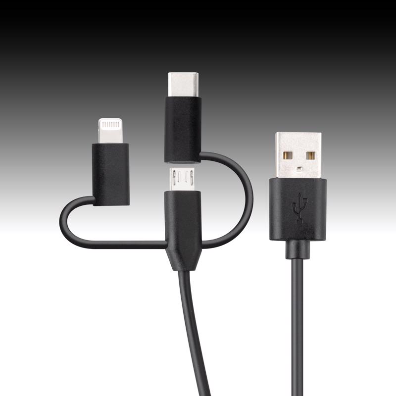 Monster Just Hook It Up Lightning to USB and Micro to USB Charge and Sync Cable Assortment 3 ft. Bla