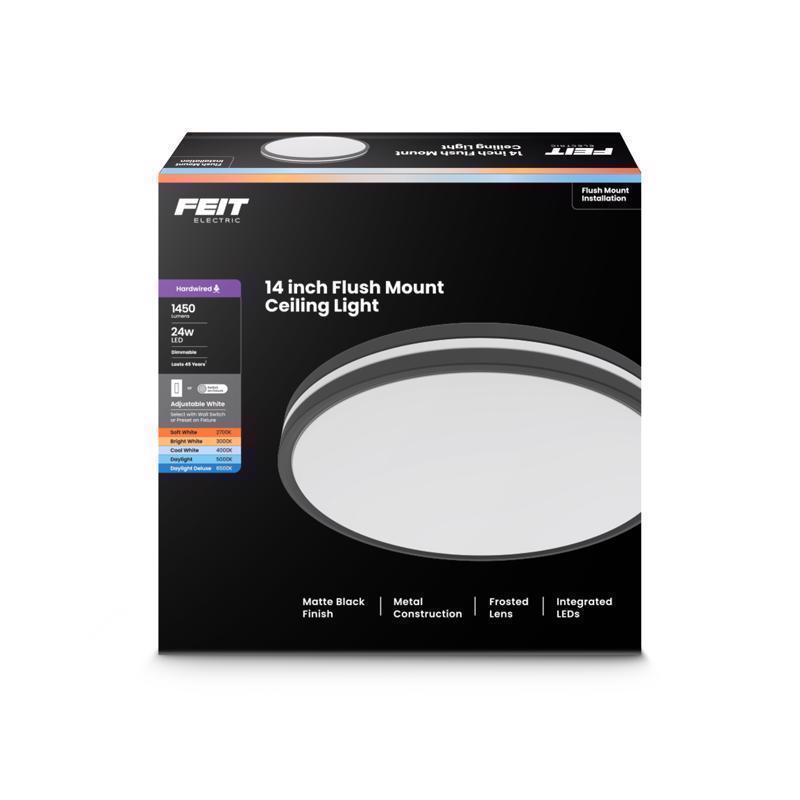 Feit 2.6 in. H X 14 in. W X 14 in. L Matte Black Black Ceiling Fixture