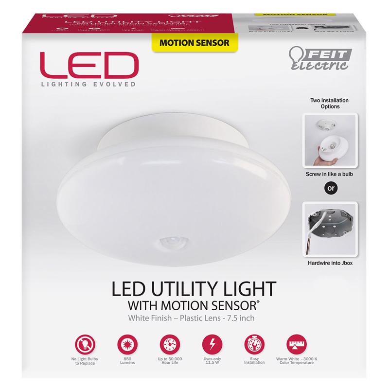 11.5-Watt LED Utility Light with Motion Sensor for Indoor and Outdoor Use