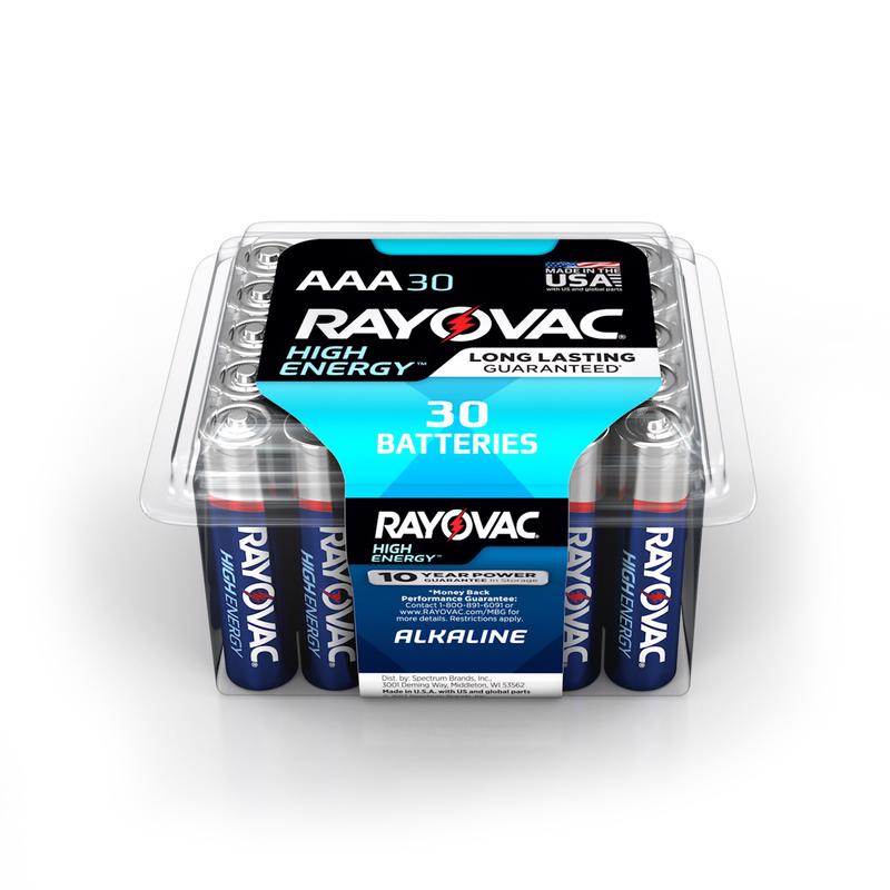 RAYOVAC进口代理批发 Rayovac 高能 AAA 碱性电池 30 节翻盖式