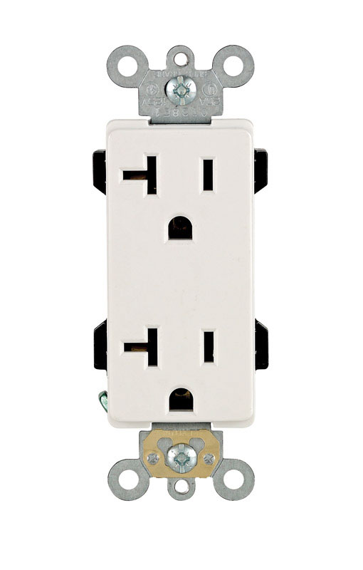 酷牌库|商品详情-LEVITON进口代理批发 Leviton Decora Plus 20 安培 125 伏复式白色插座 5-20R 1 包